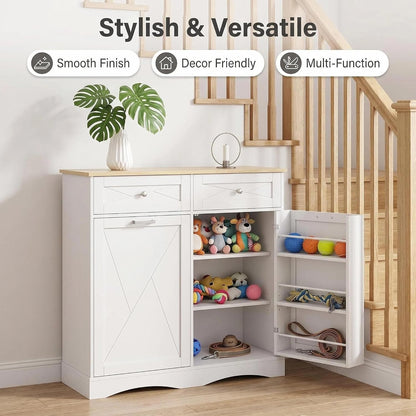 Dog Feeding Station with Storage Drawer, Pet Organizers and Storage Adjustable Shelf, Dog Feeder Station, Pet Storage Cabinet for Cats and Dogs