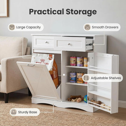 Dog Feeding Station with Storage Drawer, Pet Organizers and Storage Adjustable Shelf, Dog Feeder Station, Pet Storage Cabinet for Cats and Dogs