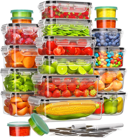 Food Storage Containers with Lids, BPA-Free | Includes 20 Containers & 20 Lids,Plastic Food Containers for Kitchen Storage and Organization,Leak Proof Meal Prep Container