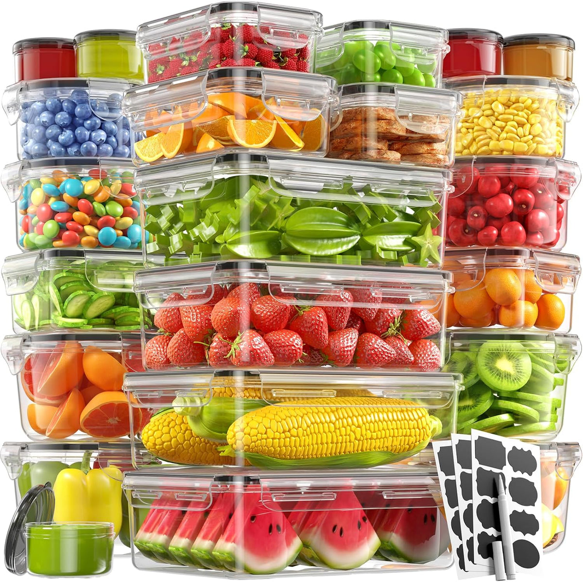 Food Storage Containers with Lids, BPA-Free | Includes 20 Containers & 20 Lids,Plastic Food Containers for Kitchen Storage and Organization,Leak Proof Meal Prep Container