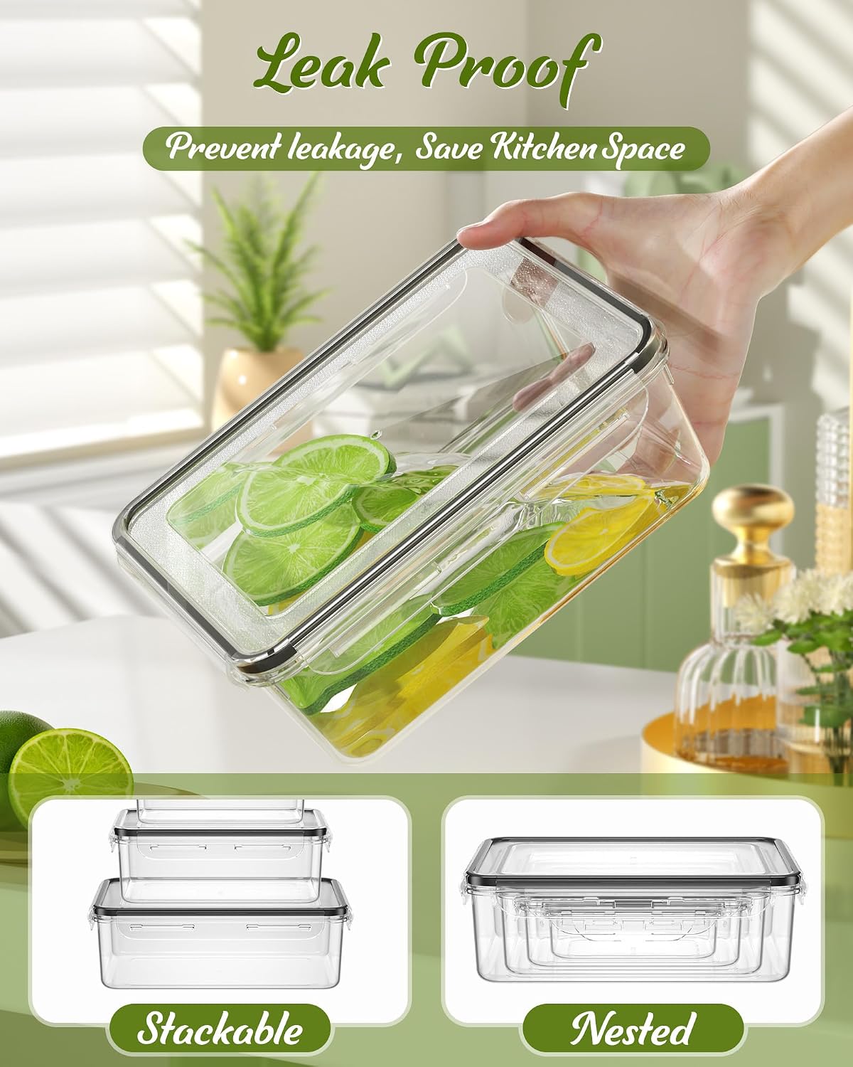 Food Storage Containers with Lids, BPA-Free | Includes 20 Containers & 20 Lids,Plastic Food Containers for Kitchen Storage and Organization,Leak Proof Meal Prep Container