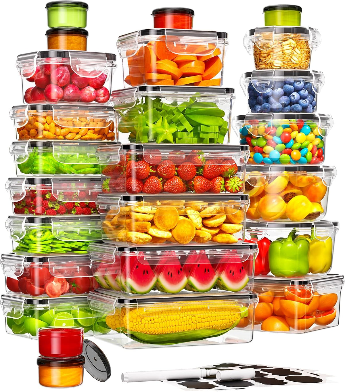 Food Storage Containers with Lids, BPA-Free | Includes 20 Containers & 20 Lids,Plastic Food Containers for Kitchen Storage and Organization,Leak Proof Meal Prep Container