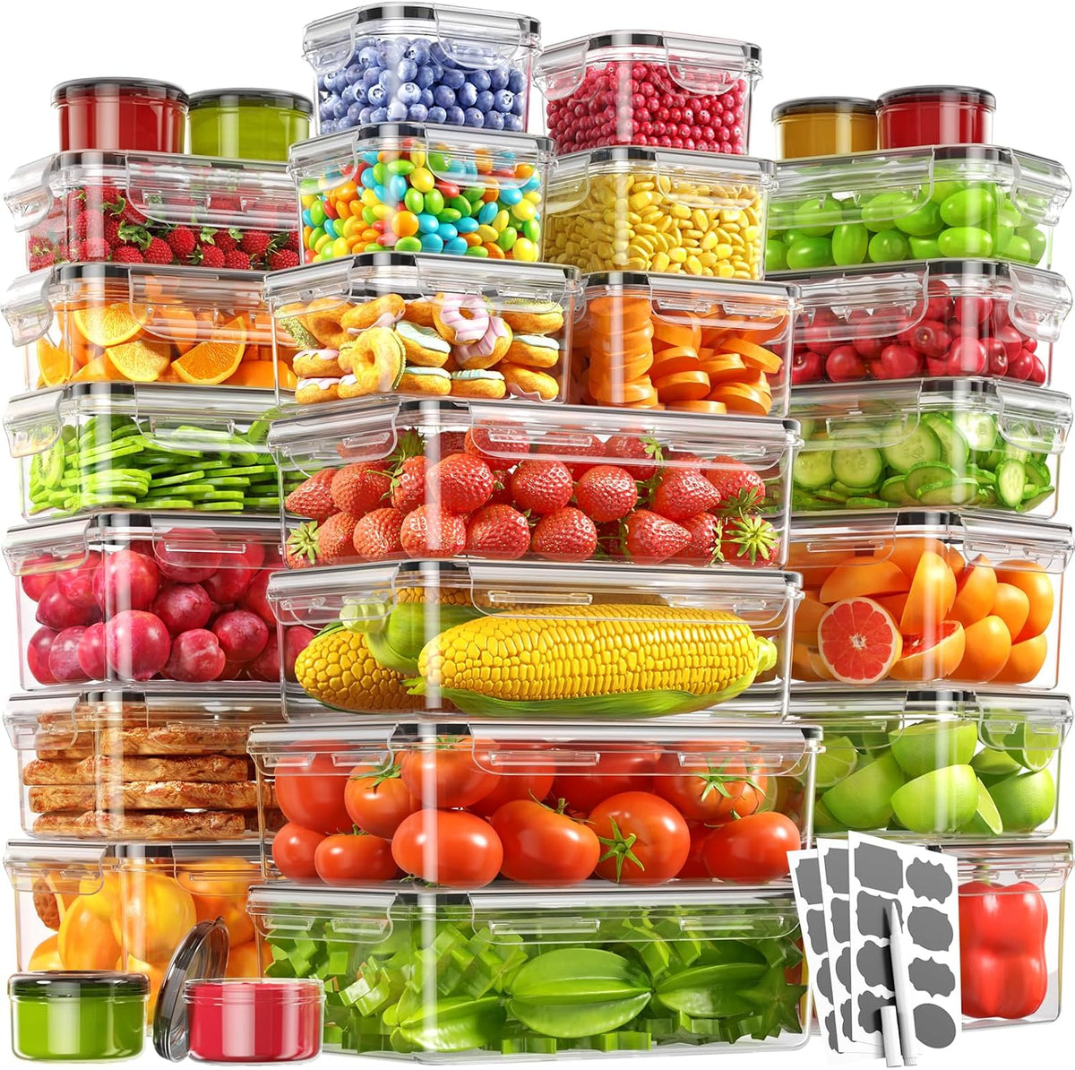 Food Storage Containers with Lids, BPA-Free | Includes 20 Containers & 20 Lids,Plastic Food Containers for Kitchen Storage and Organization,Leak Proof Meal Prep Container