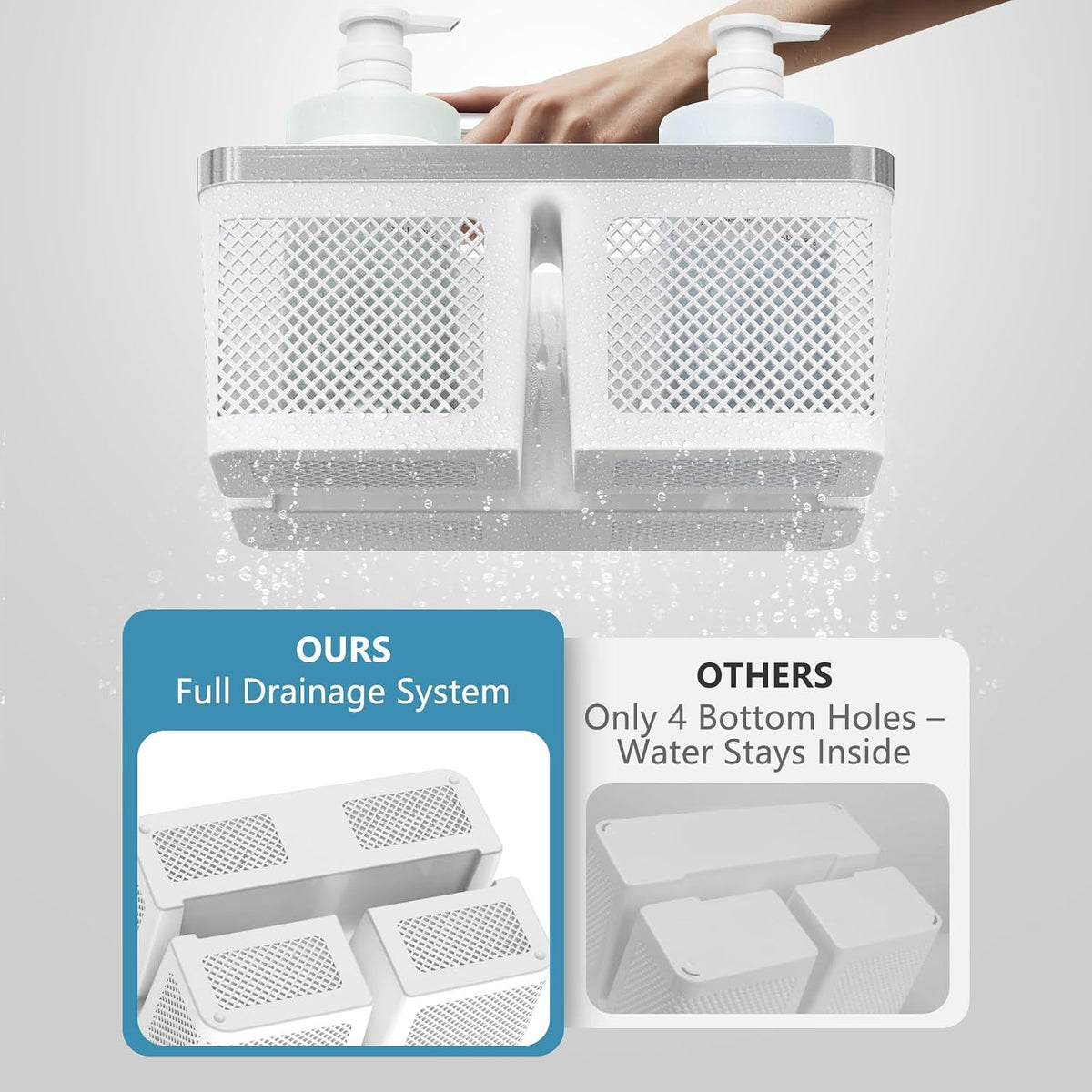 BYUNER Black Shower Caddy Portable: Plastic Bathroom Caddy Organizer with Handle and Holes, Cleaning Caddy, Hard Shower Basket Storage Tote for Toiletry, College Dorm Room Essentials for Men