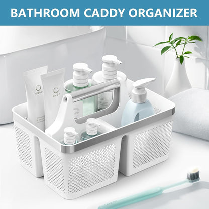 BYUNER Black Shower Caddy Portable: Plastic Bathroom Caddy Organizer with Handle and Holes, Cleaning Caddy, Hard Shower Basket Storage Tote for Toiletry, College Dorm Room Essentials for Men