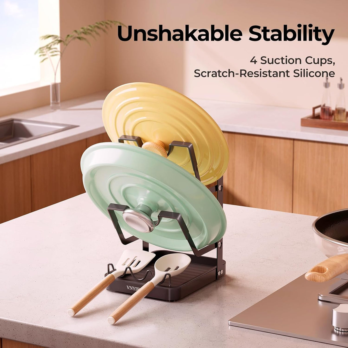 2-Tier Pot Lid Holder for Kitchen Counter & Stovetop