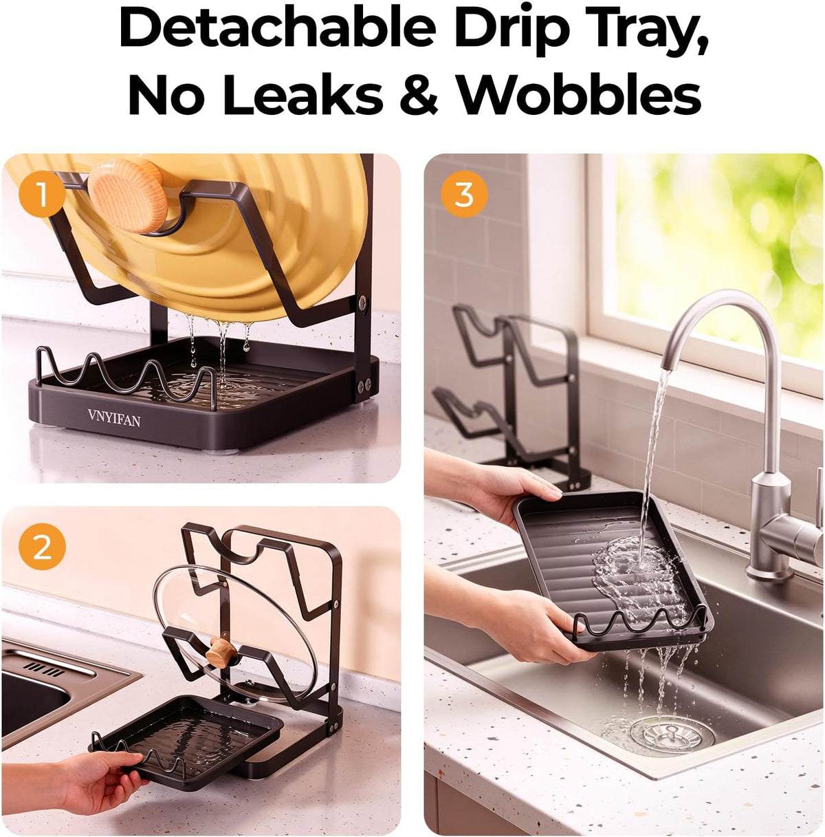 2-Tier Pot Lid Holder for Kitchen Counter & Stovetop