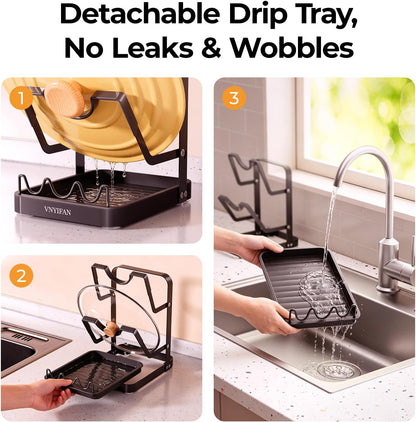 2-Tier Pot Lid Holder for Kitchen Counter & Stovetop