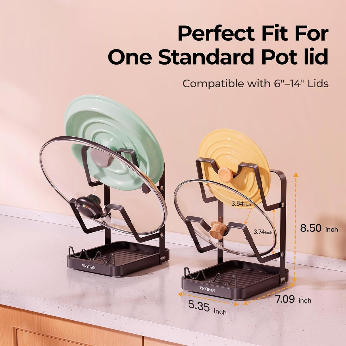 2-Tier Pot Lid Holder for Kitchen Counter & Stovetop