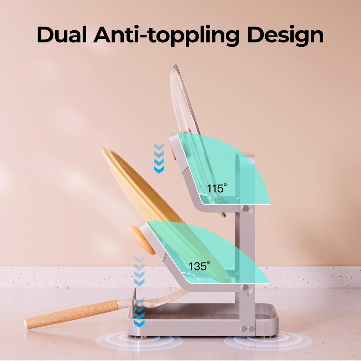 2-Tier Pot Lid Holder for Kitchen Counter & Stovetop