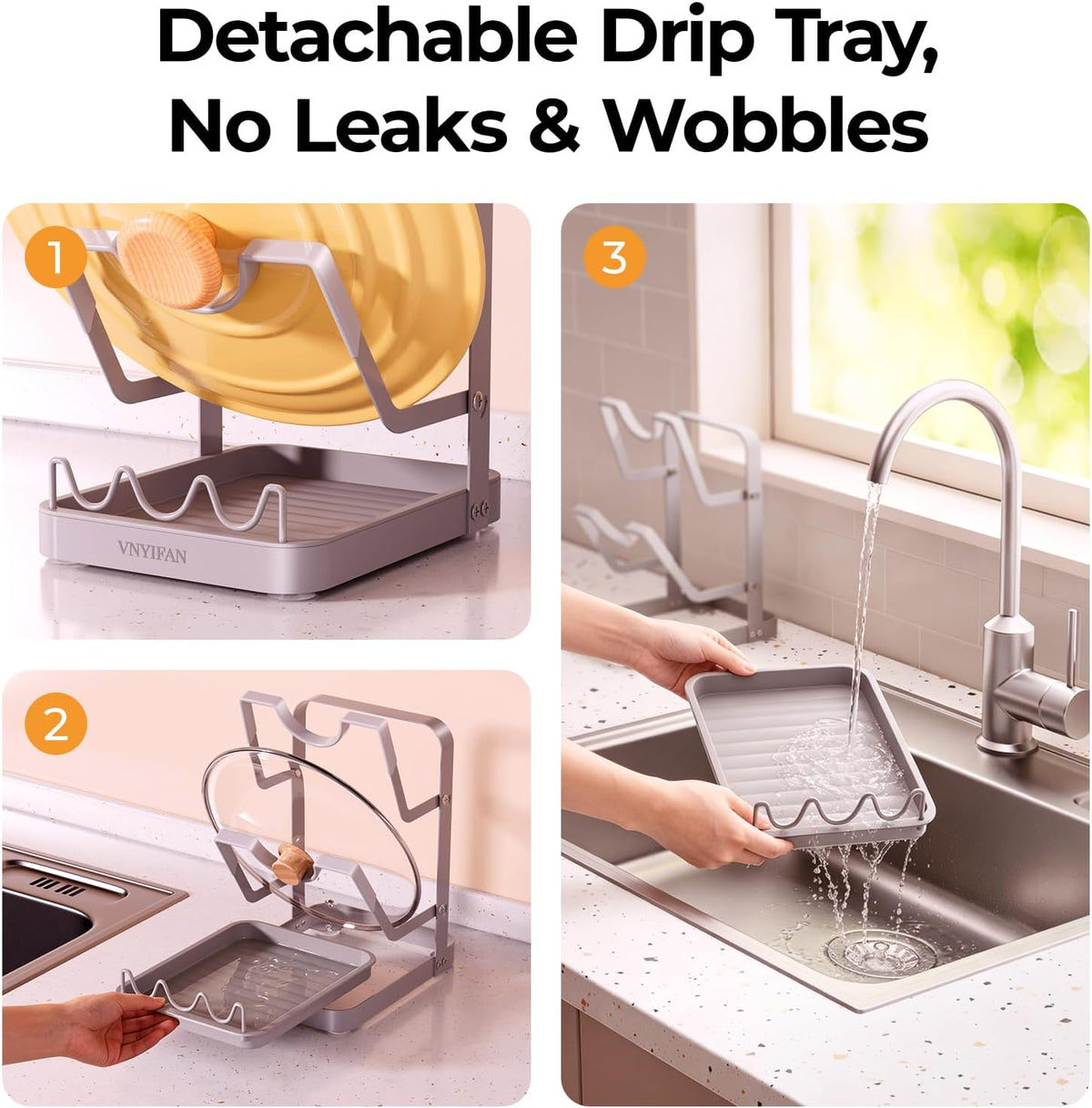 2-Tier Pot Lid Holder for Kitchen Counter & Stovetop