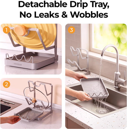 2-Tier Pot Lid Holder for Kitchen Counter & Stovetop
