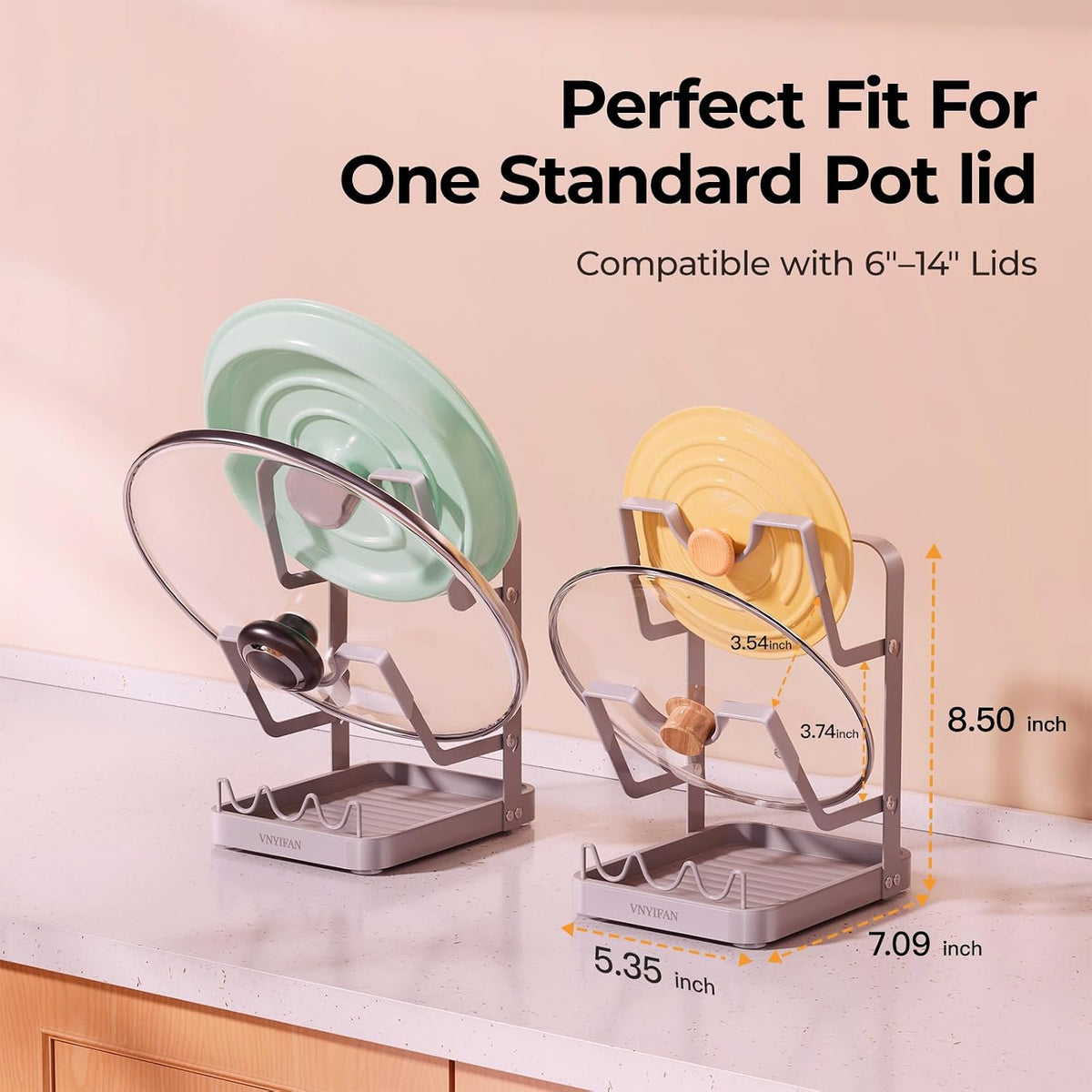 2-Tier Pot Lid Holder for Kitchen Counter & Stovetop