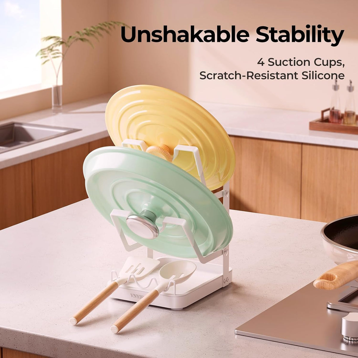 2-Tier Pot Lid Holder for Kitchen Counter & Stovetop