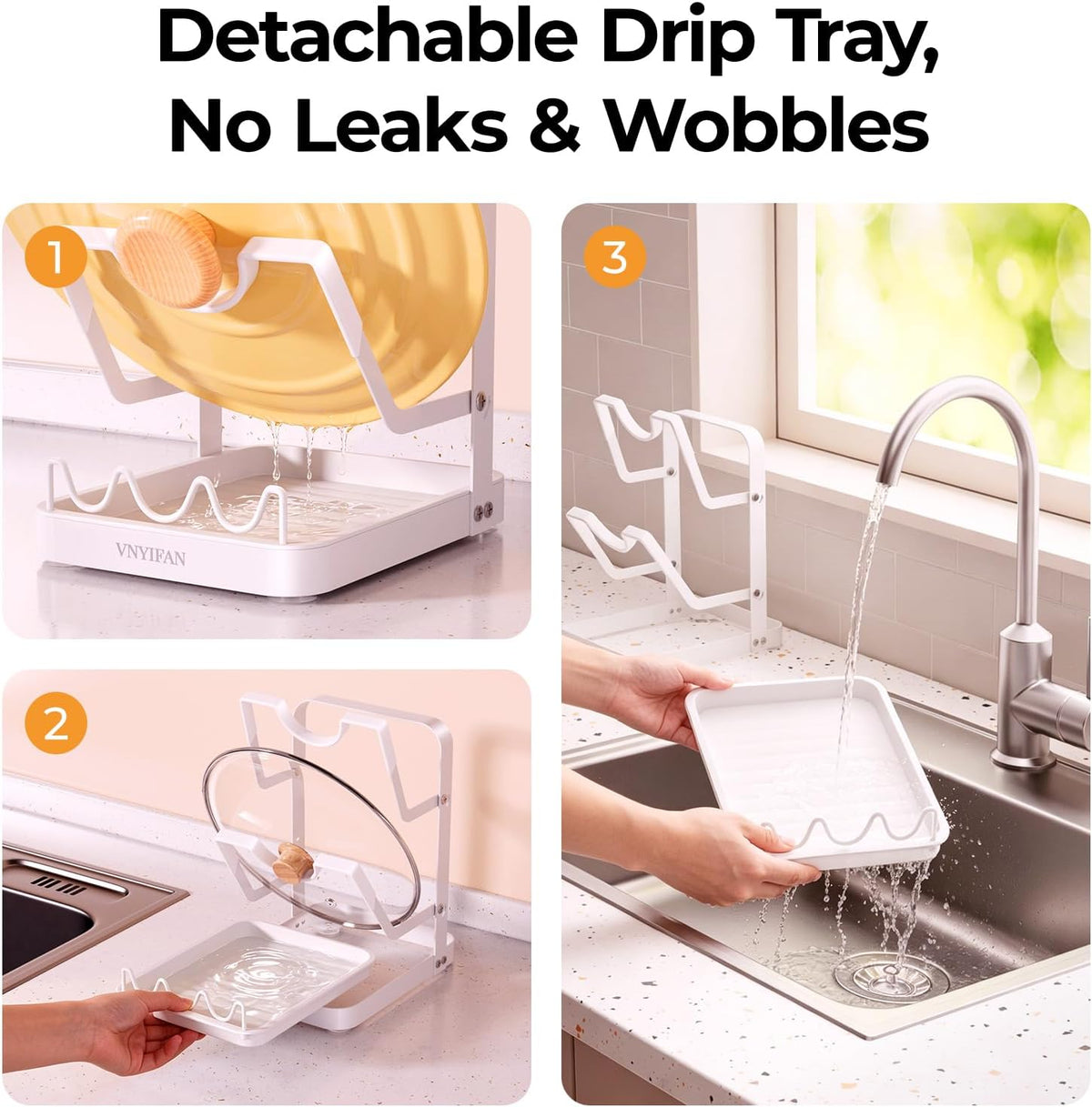 2-Tier Pot Lid Holder for Kitchen Counter & Stovetop