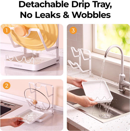 2-Tier Pot Lid Holder for Kitchen Counter & Stovetop