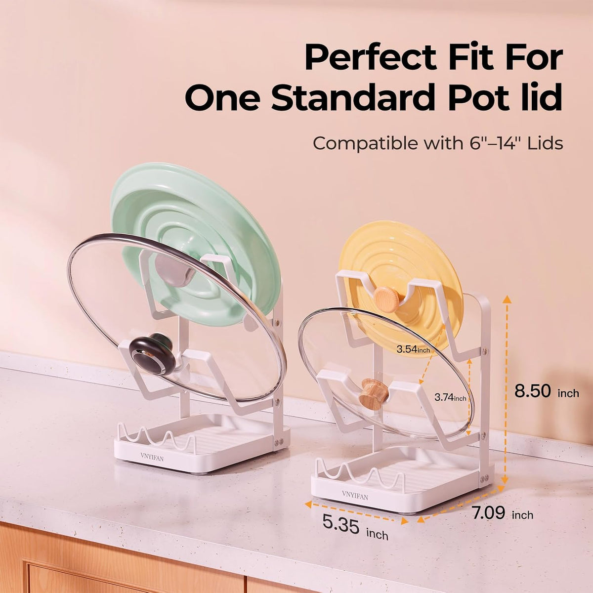 2-Tier Pot Lid Holder for Kitchen Counter & Stovetop