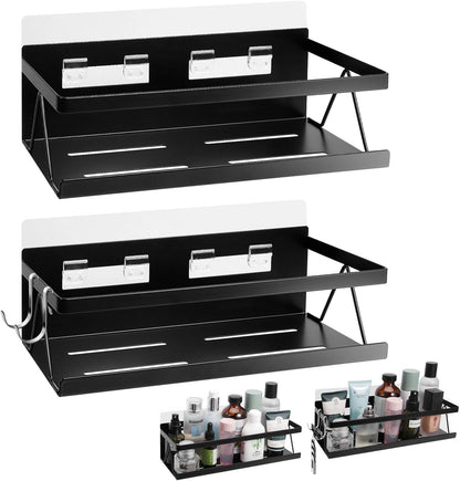 Magnetic Spice Rack for Refrigerator Spice Organizer, Strong Magnetic Shelf with 2 Removable Hooks Space Saver for Refrigerator and Microwave Oven, Metal Fridge Shelf(1 pack Silver)