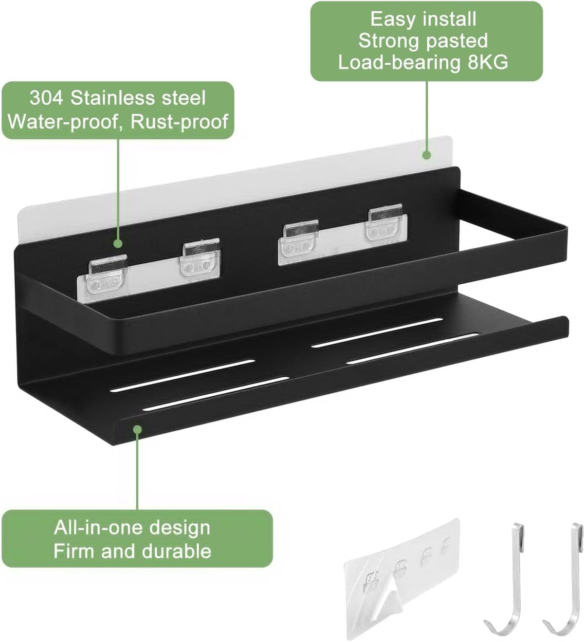 Magnetic Spice Rack for Refrigerator Spice Organizer, Strong Magnetic Shelf with 2 Removable Hooks Space Saver for Refrigerator and Microwave Oven, Metal Fridge Shelf(1 pack Silver)