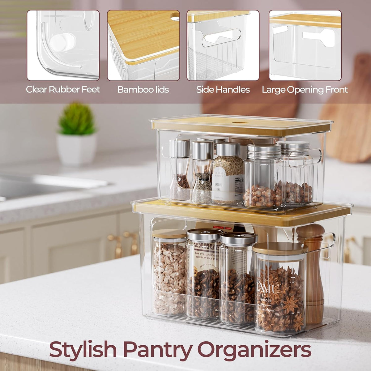 Acrylic Trash Bag Holder, 2 Pack (XL+S) Stackable Garbage Bag Dispenser, Clear Organizer Bins for Under Sink Organization, Pantry Storage, Cabinet, Kitchen, Laundry, Bathroom