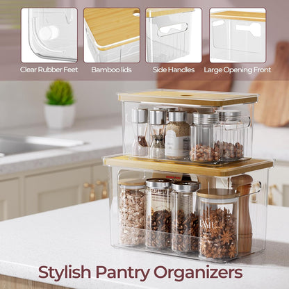 Acrylic Trash Bag Holder, 2 Pack (XL+S) Stackable Garbage Bag Dispenser, Clear Organizer Bins for Under Sink Organization, Pantry Storage, Cabinet, Kitchen, Laundry, Bathroom