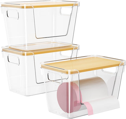 Acrylic Trash Bag Holder, 2 Pack (XL+S) Stackable Garbage Bag Dispenser, Clear Organizer Bins for Under Sink Organization, Pantry Storage, Cabinet, Kitchen, Laundry, Bathroom
