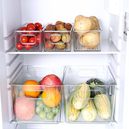 Clear Plastic Storage Bins 8 Pack - Pantry Organizers and Storage, Fridge Organizer Containers for Kitchen, Cabinet, Freezer, Bathroom, Clost, Home Organization