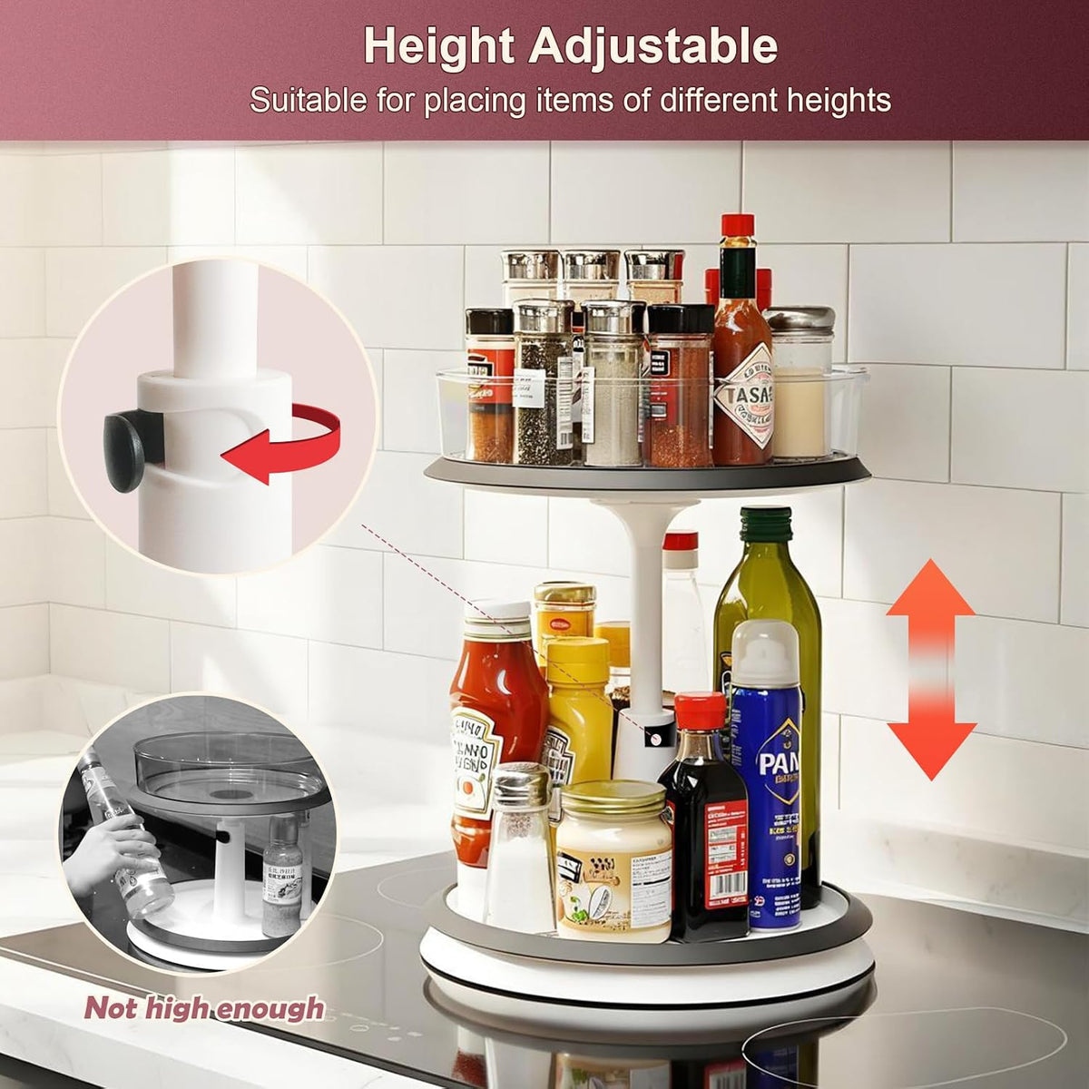 Lazy Susan Medicine Bottle Organizer for Cabinet 2 Tier Clear | 11 Inch Large Turntable for Bathroom Countertop and Pantry