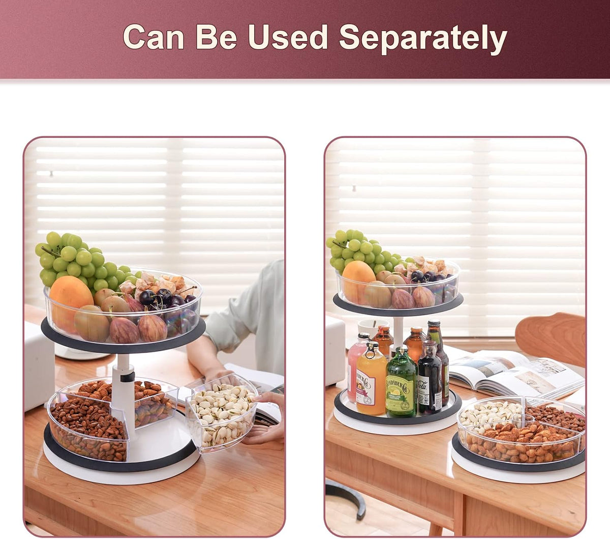 Lazy Susan Medicine Bottle Organizer for Cabinet 2 Tier Clear | 11 Inch Large Turntable for Bathroom Countertop and Pantry