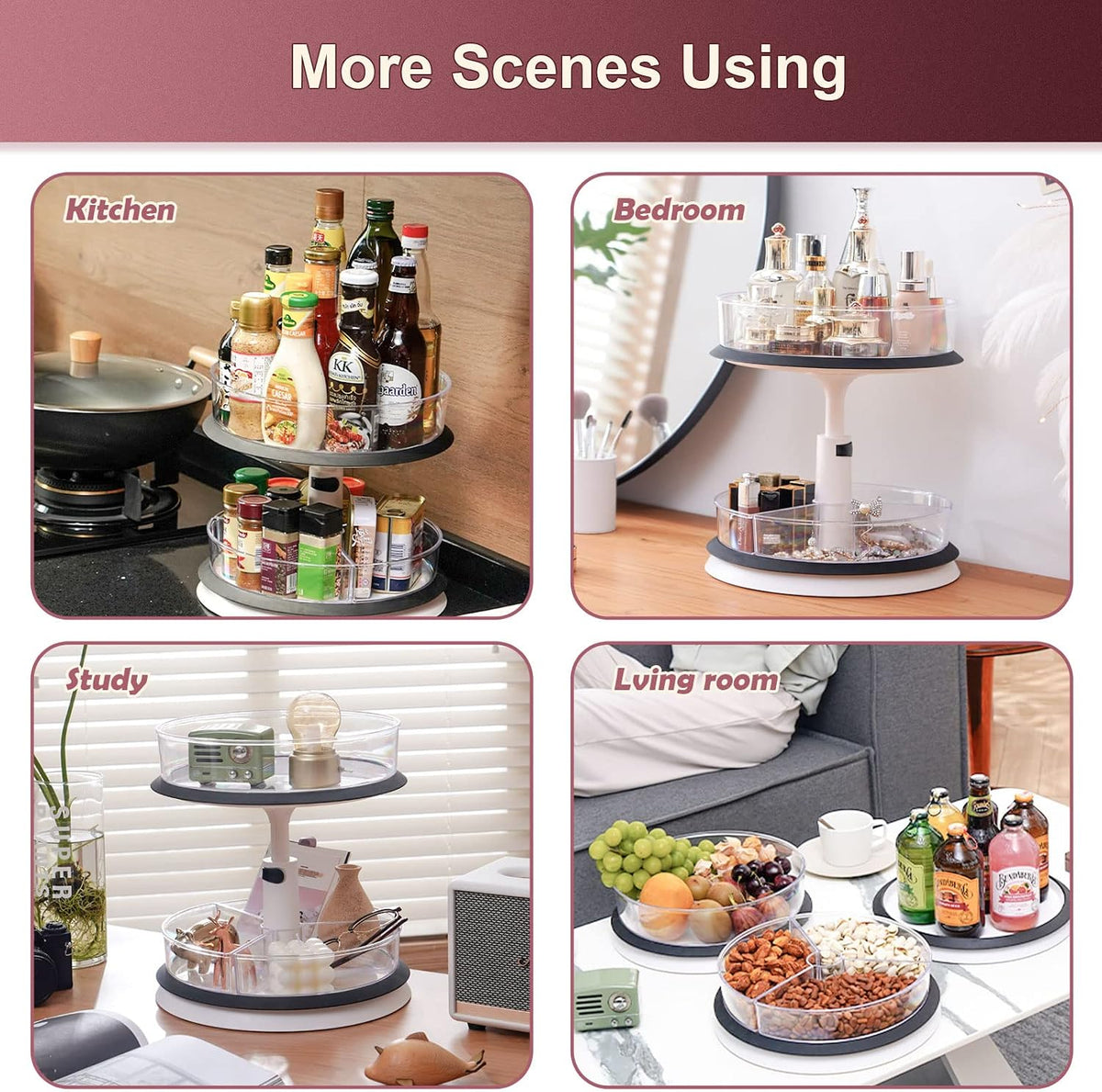 Lazy Susan Medicine Bottle Organizer for Cabinet 2 Tier Clear | 11 Inch Large Turntable for Bathroom Countertop and Pantry