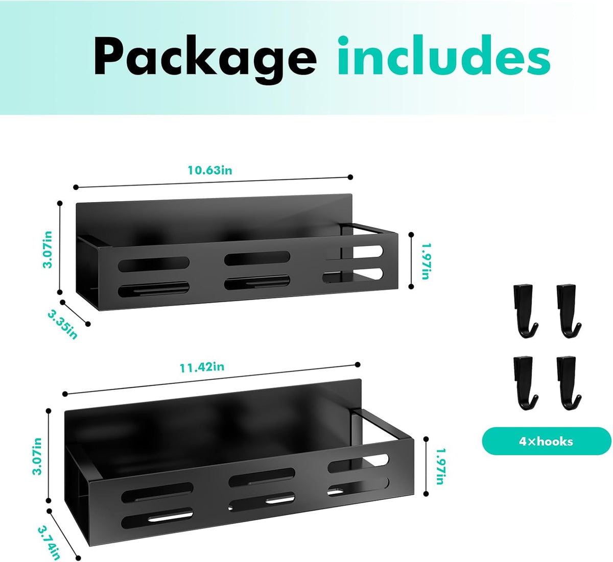 Magnetic Spice Rack for Refrigerator, Black Magnetic Shelf and Fridge Kitchen Cabinet Organizers Storage Seasoning Organization Mini Shelves, Organizadores de Cocina