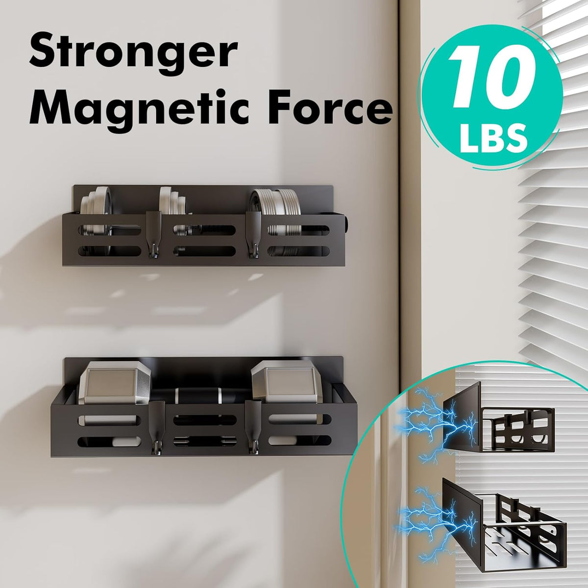 Magnetic Spice Rack for Refrigerator, Black Magnetic Shelf and Fridge Kitchen Cabinet Organizers Storage Seasoning Organization Mini Shelves, Organizadores de Cocina