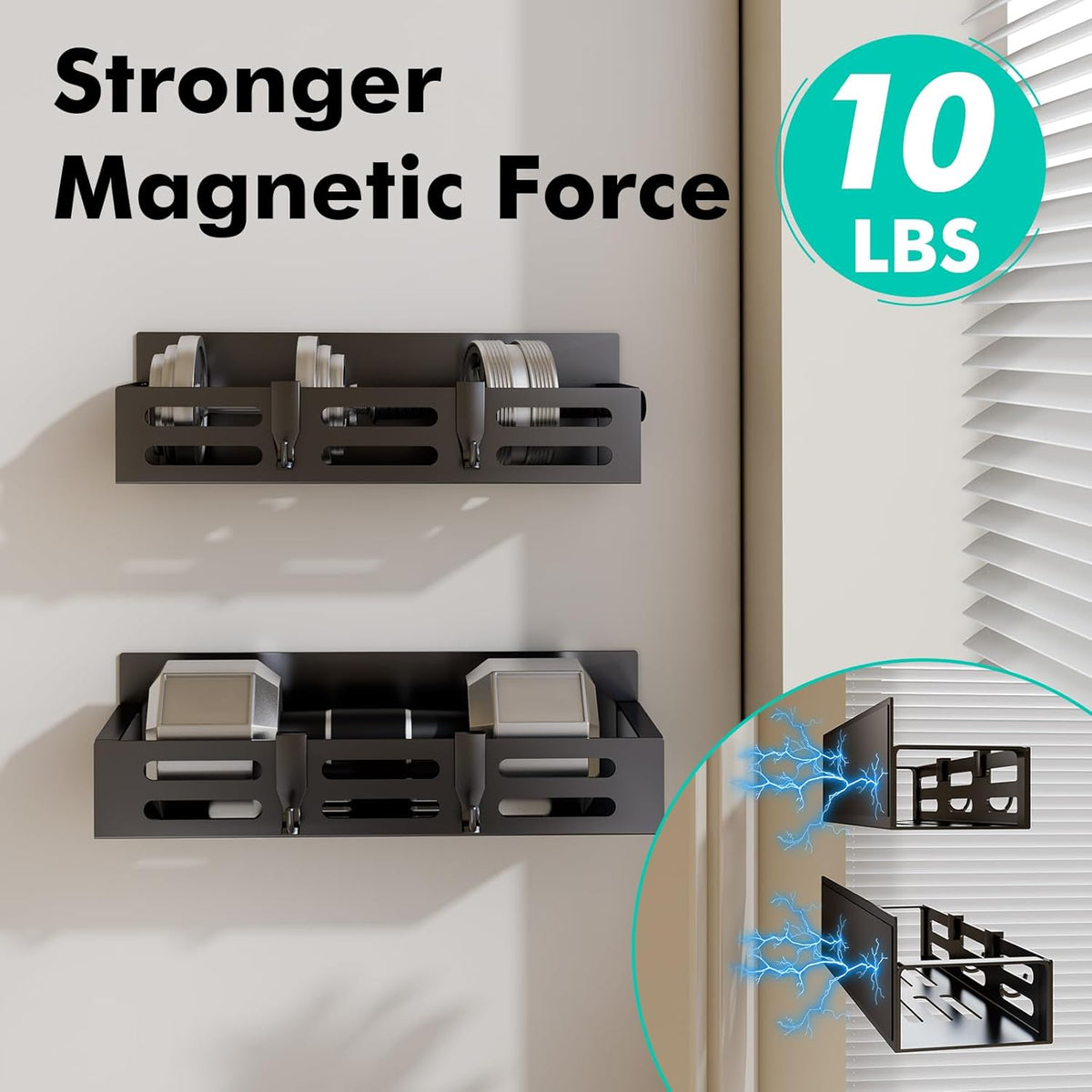 Magnetic Spice Rack for Refrigerator, Black Magnetic Shelf and Fridge Kitchen Cabinet Organizers Storage Seasoning Organization Mini Shelves, Organizadores de Cocina