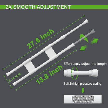 4 Sets Double RV Refrigerator Bars, 15.8-27.6 Inches Non-Slip Adjustable RV Fridge Tension Rods, for Camper Refrigerator, Kitchen, Bookshelf, Cupboard-White