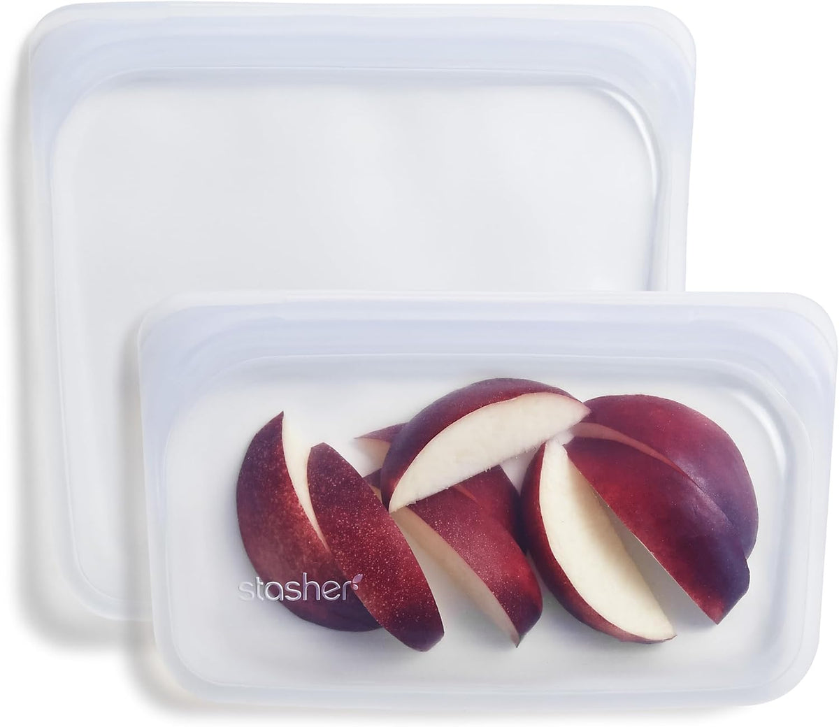 Reusable Silicone Food Storage Bags, Snack, Sandwich 2-Pack, Clear