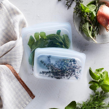 Reusable Silicone Food Storage Bags, Snack, Sandwich 2-Pack, Clear