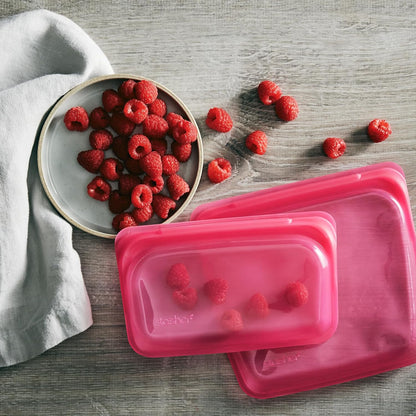 Reusable Silicone Food Storage Bags, Snack, Sandwich 2-Pack, Clear