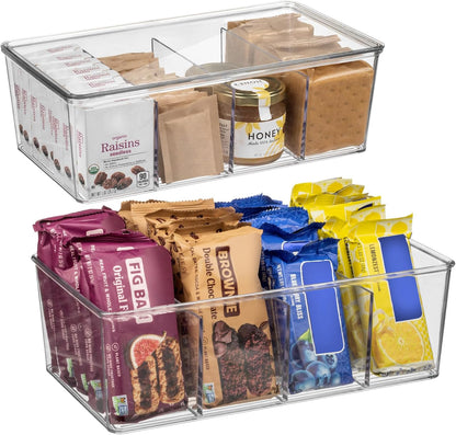 Pantry Organization and Storage Bins with Removable Dividers & Lids – Perfect Pantry Organizers or Kitchen Organization – Refrigerator Organizer Bins, Cabinet Organizers