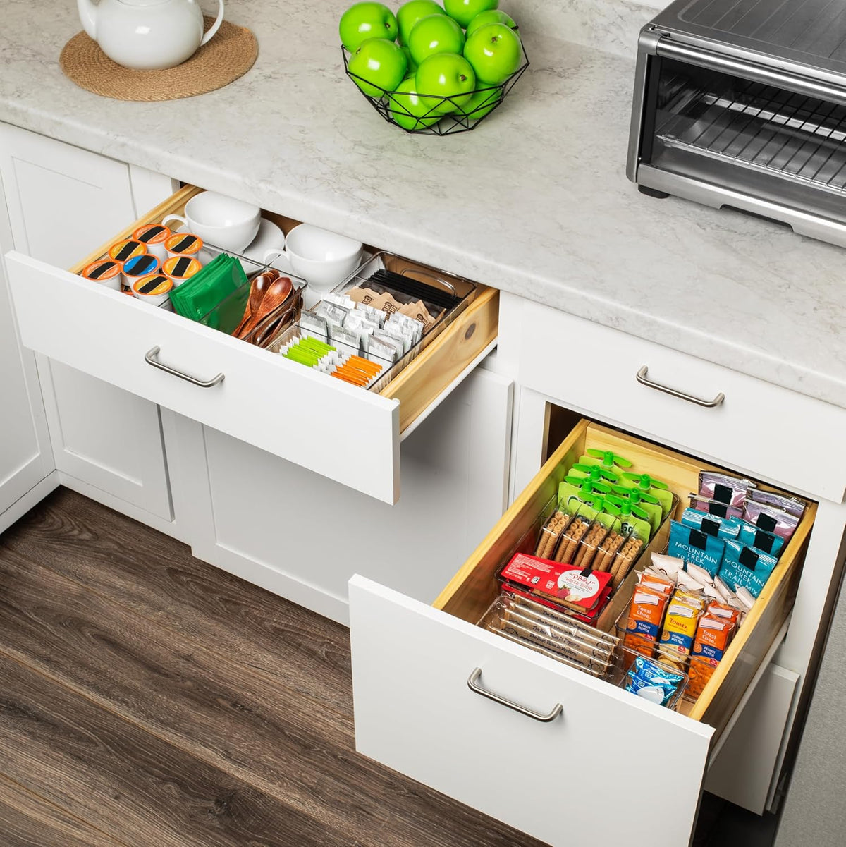 Pantry Organization and Storage Bins with Removable Dividers & Lids – Perfect Pantry Organizers or Kitchen Organization – Refrigerator Organizer Bins, Cabinet Organizers