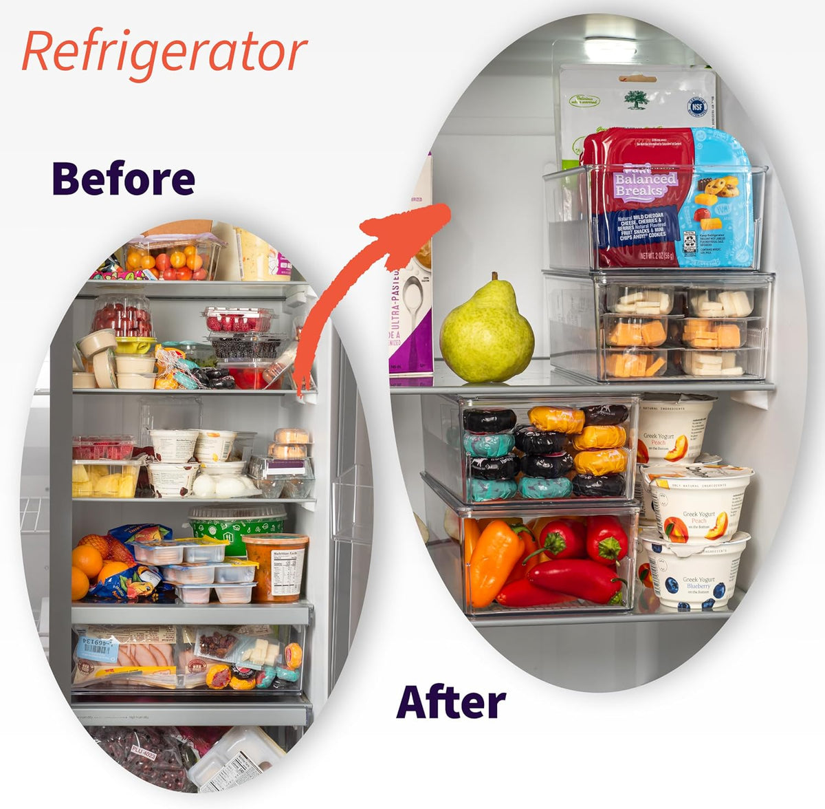 Pantry Organization and Storage Bins with Removable Dividers & Lids – Perfect Pantry Organizers or Kitchen Organization – Refrigerator Organizer Bins, Cabinet Organizers