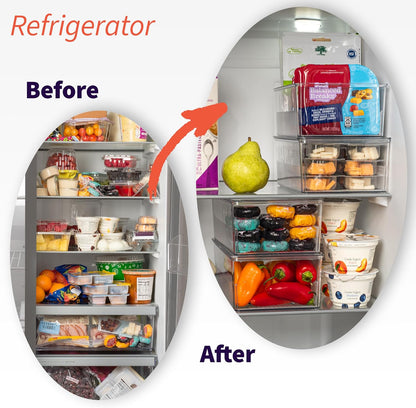 Pantry Organization and Storage Bins with Removable Dividers & Lids – Perfect Pantry Organizers or Kitchen Organization – Refrigerator Organizer Bins, Cabinet Organizers