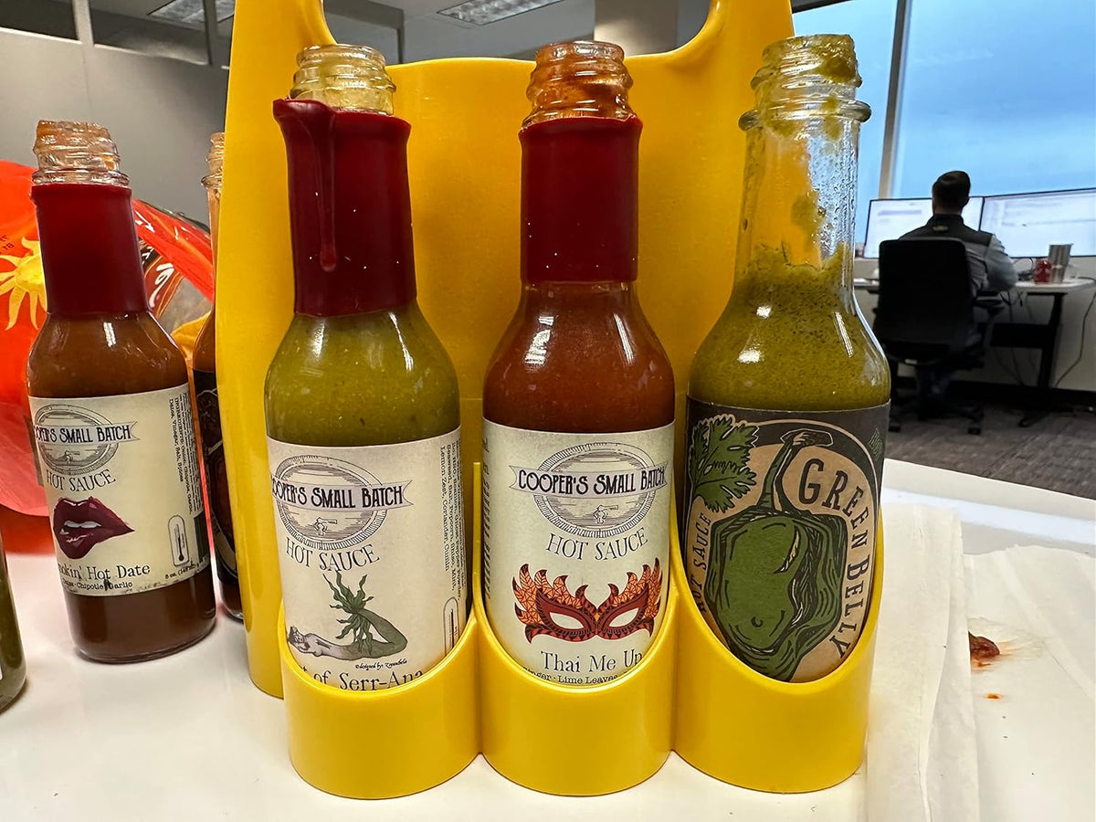 6-bottle Carrier for Hot Sauce, Holds Standard 5oz Bottles, Hot Sauce Organizer, Condiment Holder
