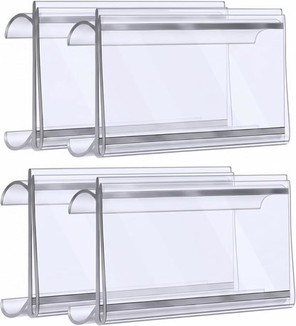 100 Pcs Plastic Wire Shelf Label Holder Tags with 100 Pcs Label Paper Inserts Wire Rack Labels Clips Compatible with Metro 1-1/4 Inch Shelves Labels Area 3in Lx1.25in H