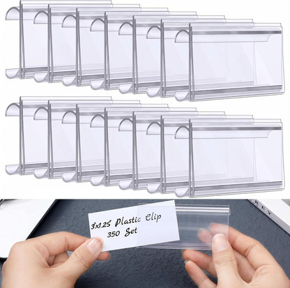 100 Pcs Plastic Wire Shelf Label Holder Tags with 100 Pcs Label Paper Inserts Wire Rack Labels Clips Compatible with Metro 1-1/4 Inch Shelves Labels Area 3in Lx1.25in H
