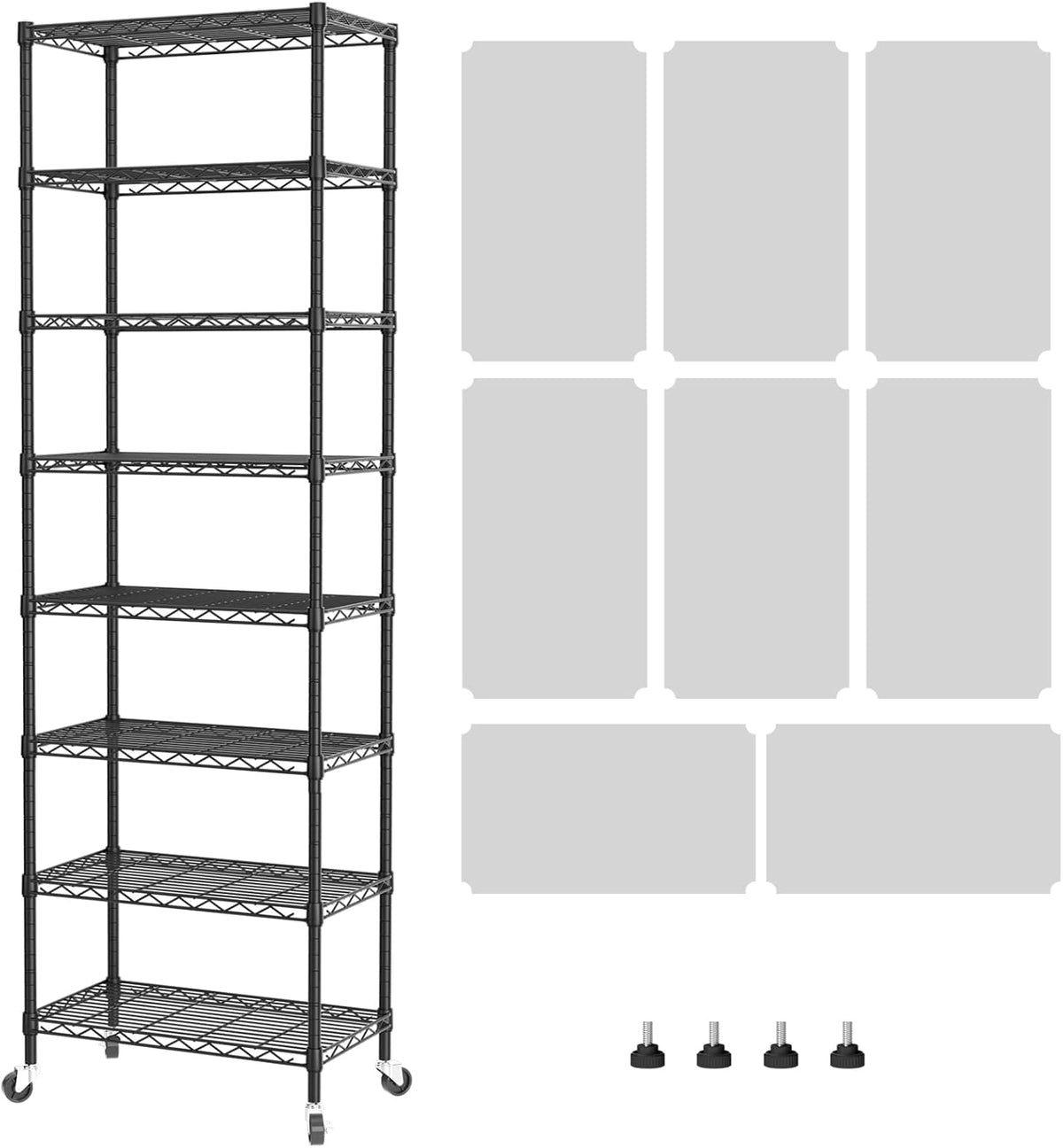 8 Shelves Storage Wire Shelf Closet Metal Shelving Pantry Wheels