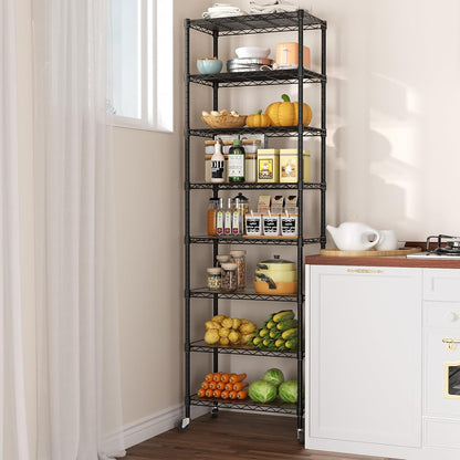 8 Shelves Storage Wire Shelf Closet Metal Shelving Pantry Wheels