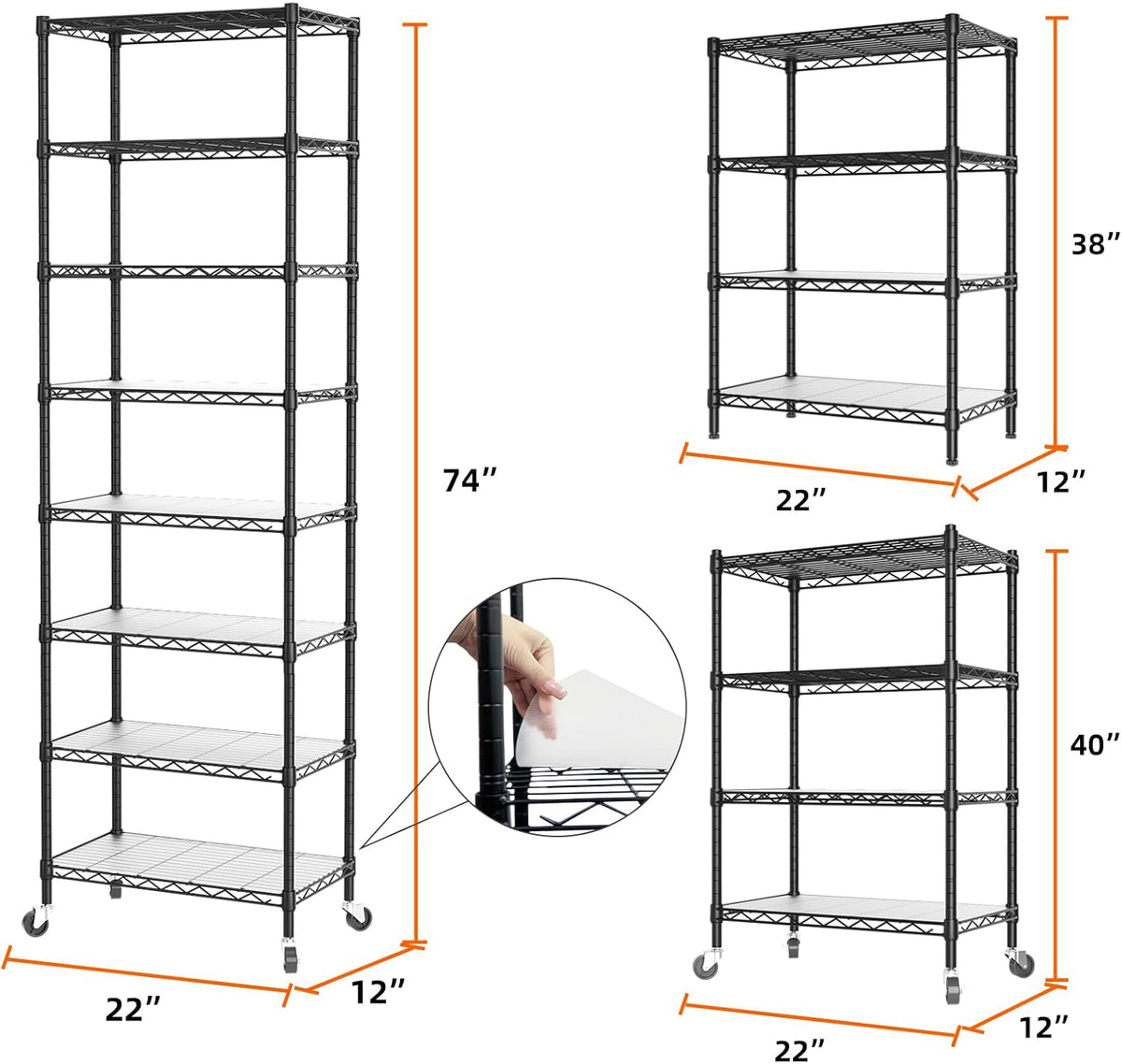 8 Shelves Storage Wire Shelf Closet Metal Shelving Pantry Wheels