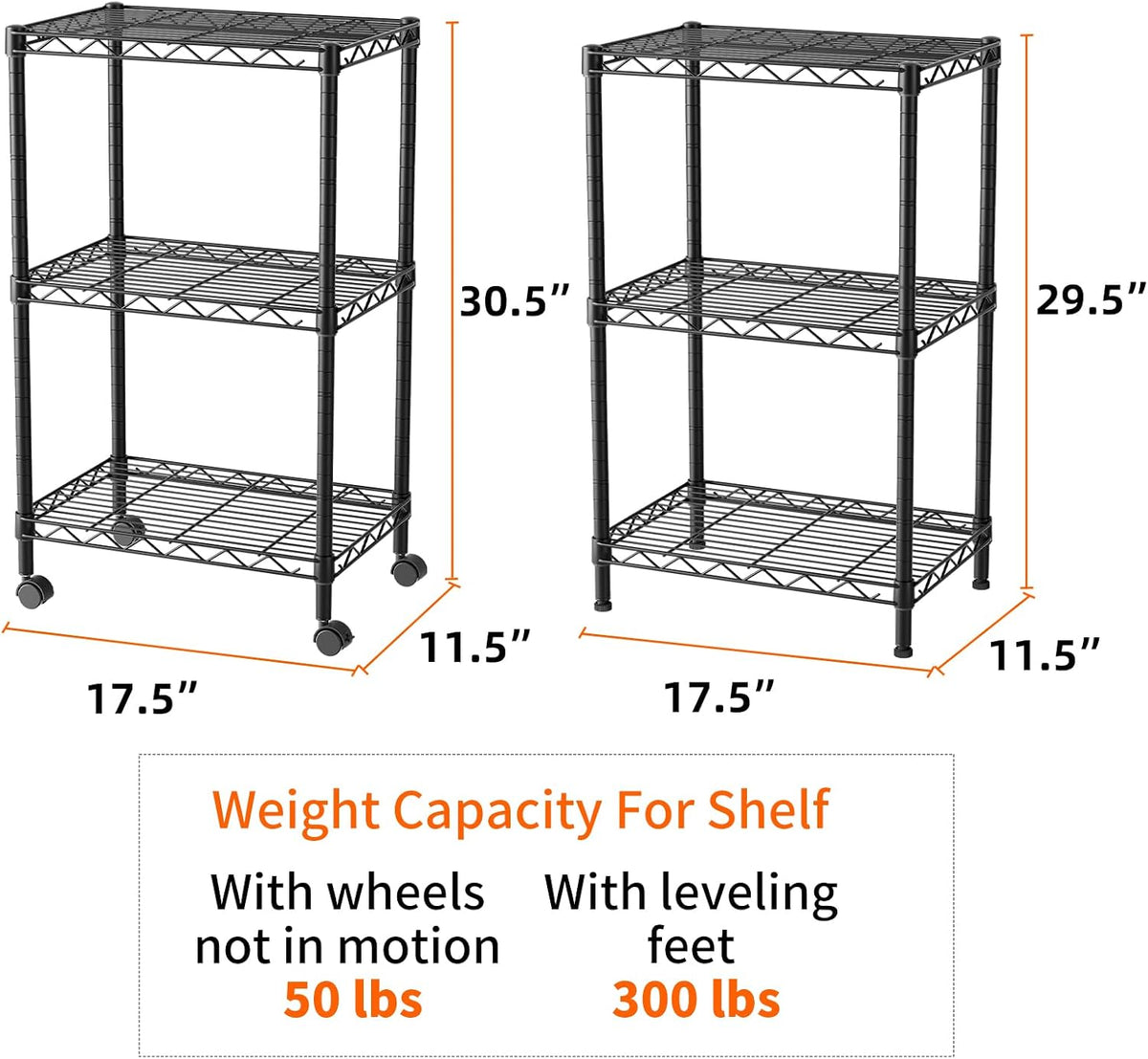 8 Shelves Storage Wire Shelf Closet Metal Shelving Pantry Wheels