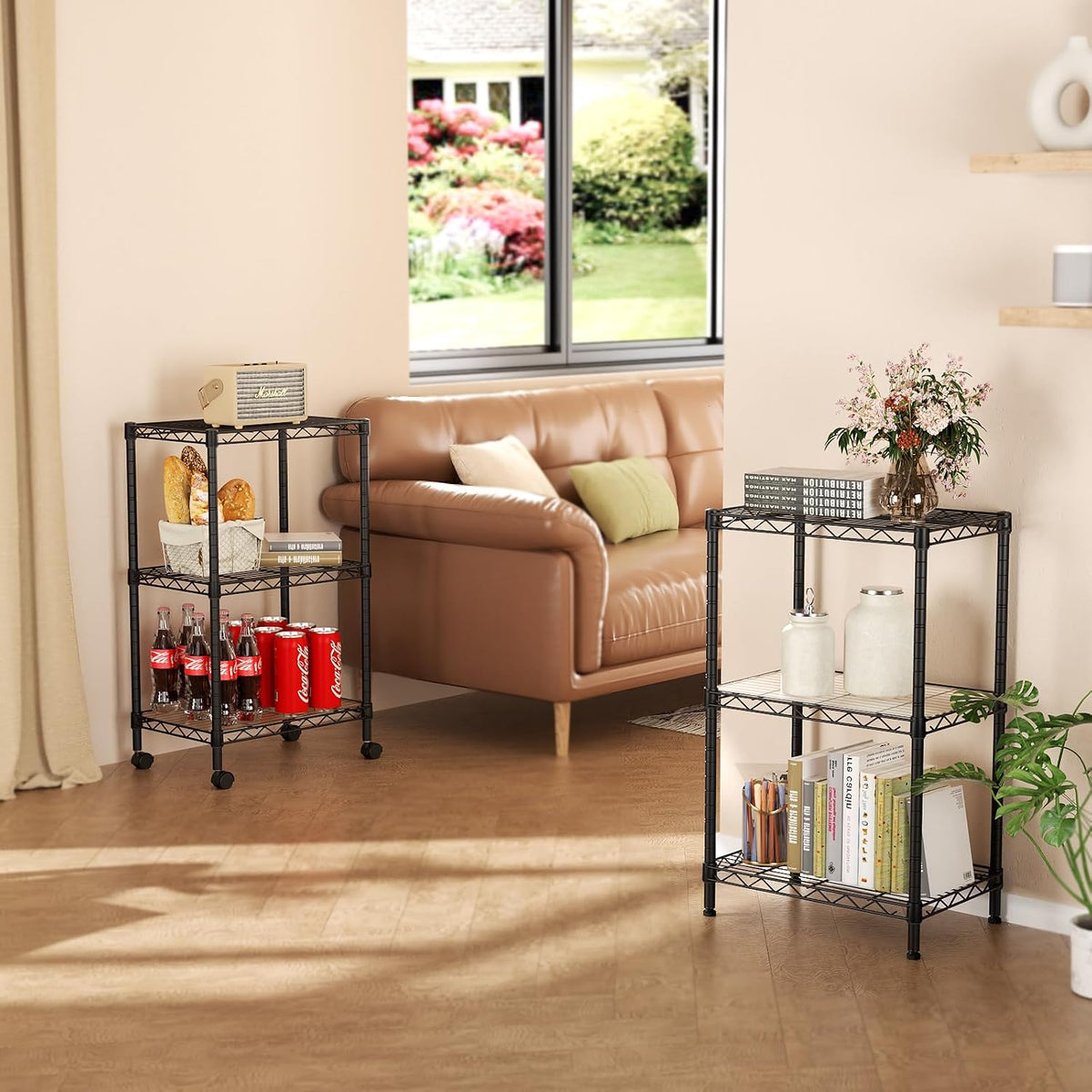 8 Shelves Storage Wire Shelf Closet Metal Shelving Pantry Wheels
