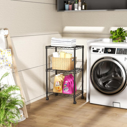 8 Shelves Storage Wire Shelf Closet Metal Shelving Pantry Wheels